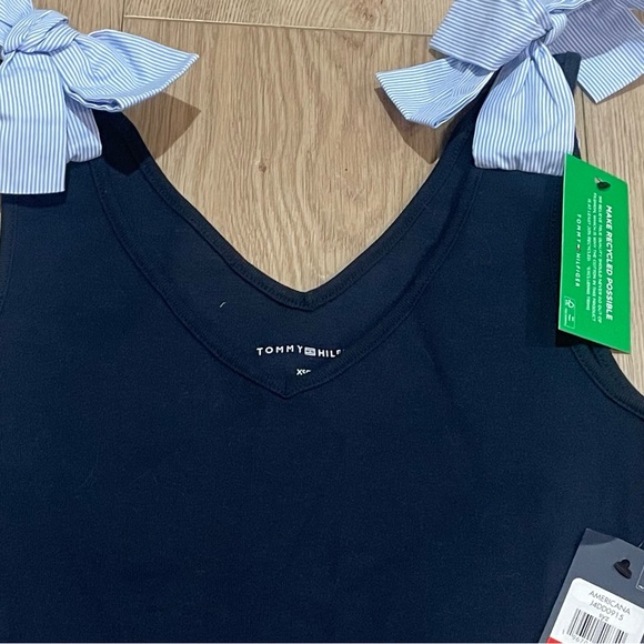 ⚓️NWT💙 Tommy Hilfiger Women's Cotton V-neck Sleeveless Tie-Strap Dress - Picture 7 of 8